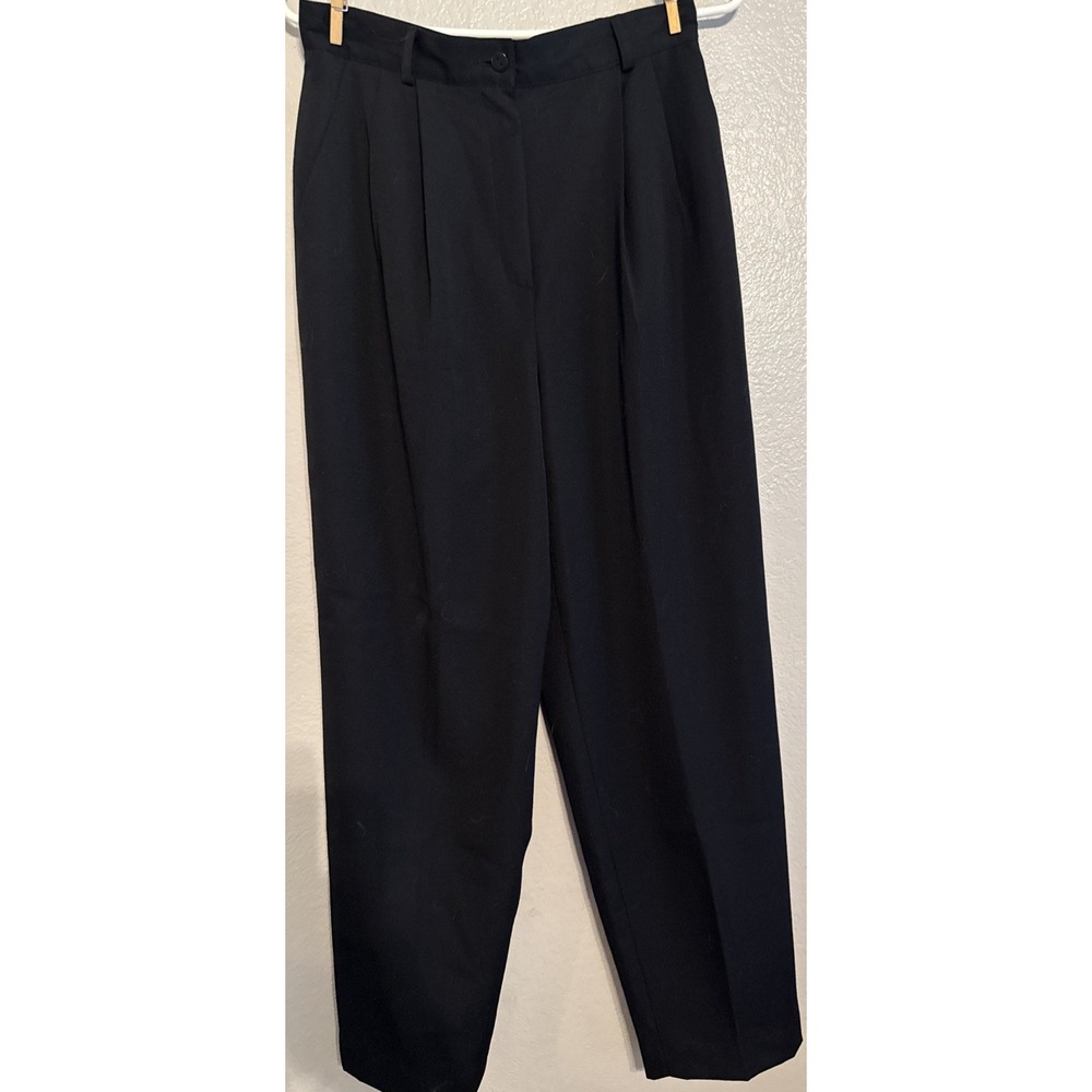 Vintage Talbots 100% Wool Pleated Lined High Rise Trousers Black Size 10